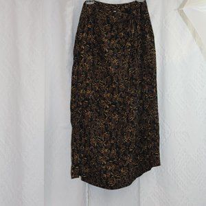 Kasper & Co Black & Brown Print Faux Wrap Skirt